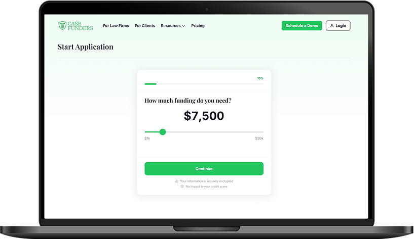 Start your application: funding amount and housing questions on a laptop screen