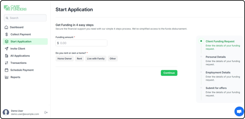 Start a request during intake